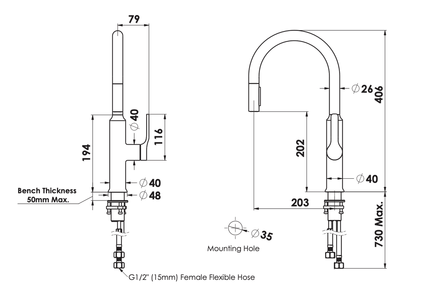 Greens Craft Pulldown Kitchen Mixer with Prep Spout Brushed Brass