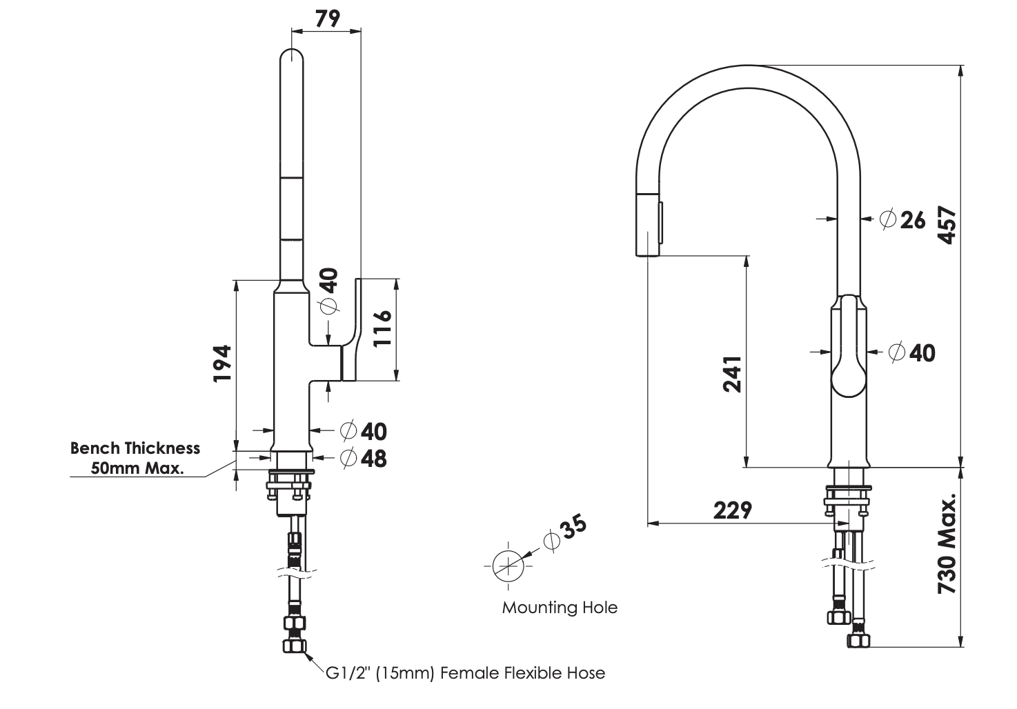 Greens Craft Pulldown Kitchen Mixer with Kitchen Spout Gunmetal