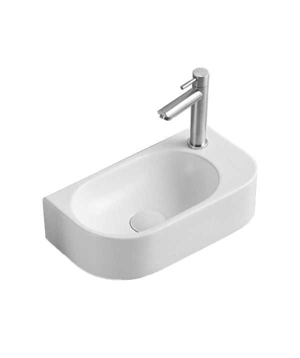 Seima Arko 485 Compact Wall Hung Ceramic Basin - White Gloss