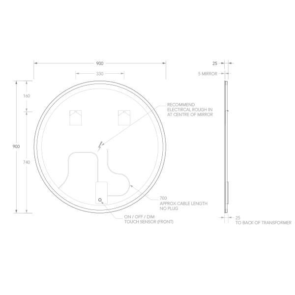 ADP Shine Mirror 900mm