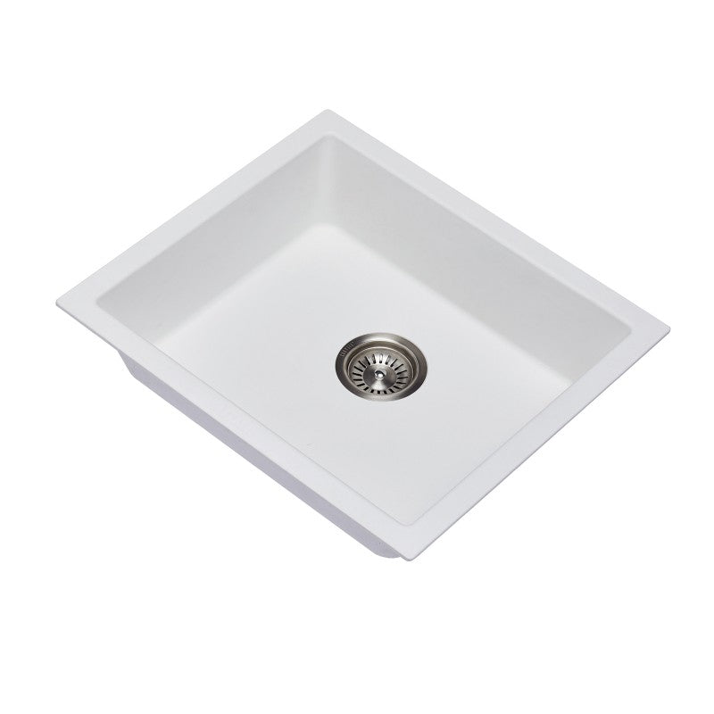533x457mm White Granite Kitchen Sink Single Bowl Multi-Mount