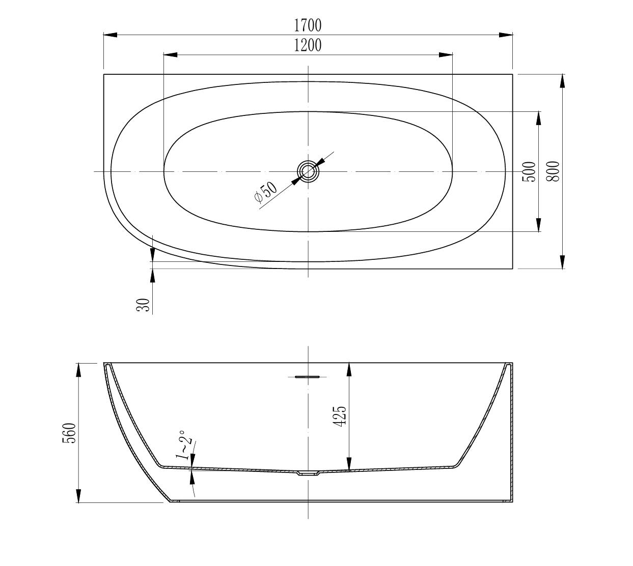 Ovia Vienna 1700mm Right Hand Corner Bath Tub Gloss White