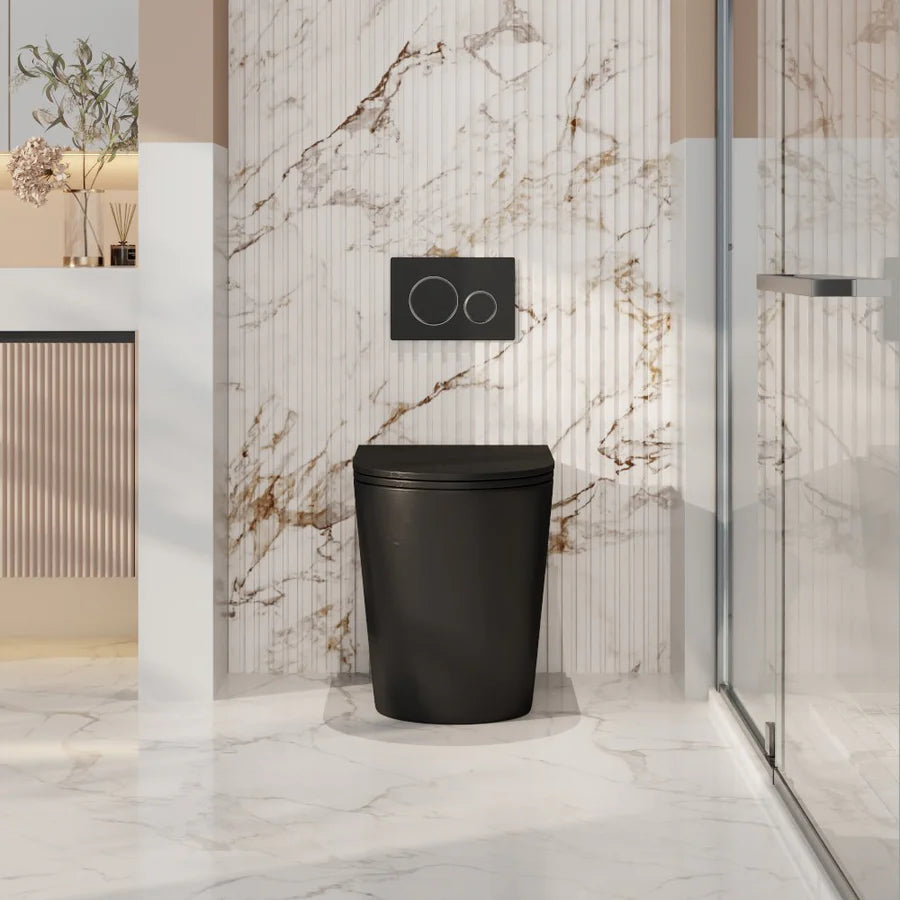 Berlin Quiet Flush Rimless Tornado Floor Pan Matte Black