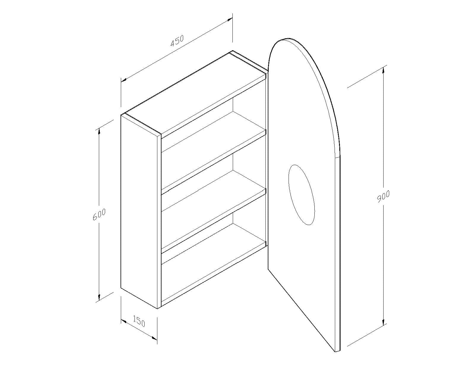 Ovia 900x450mm Arch Shaving Cabinet Matte Black