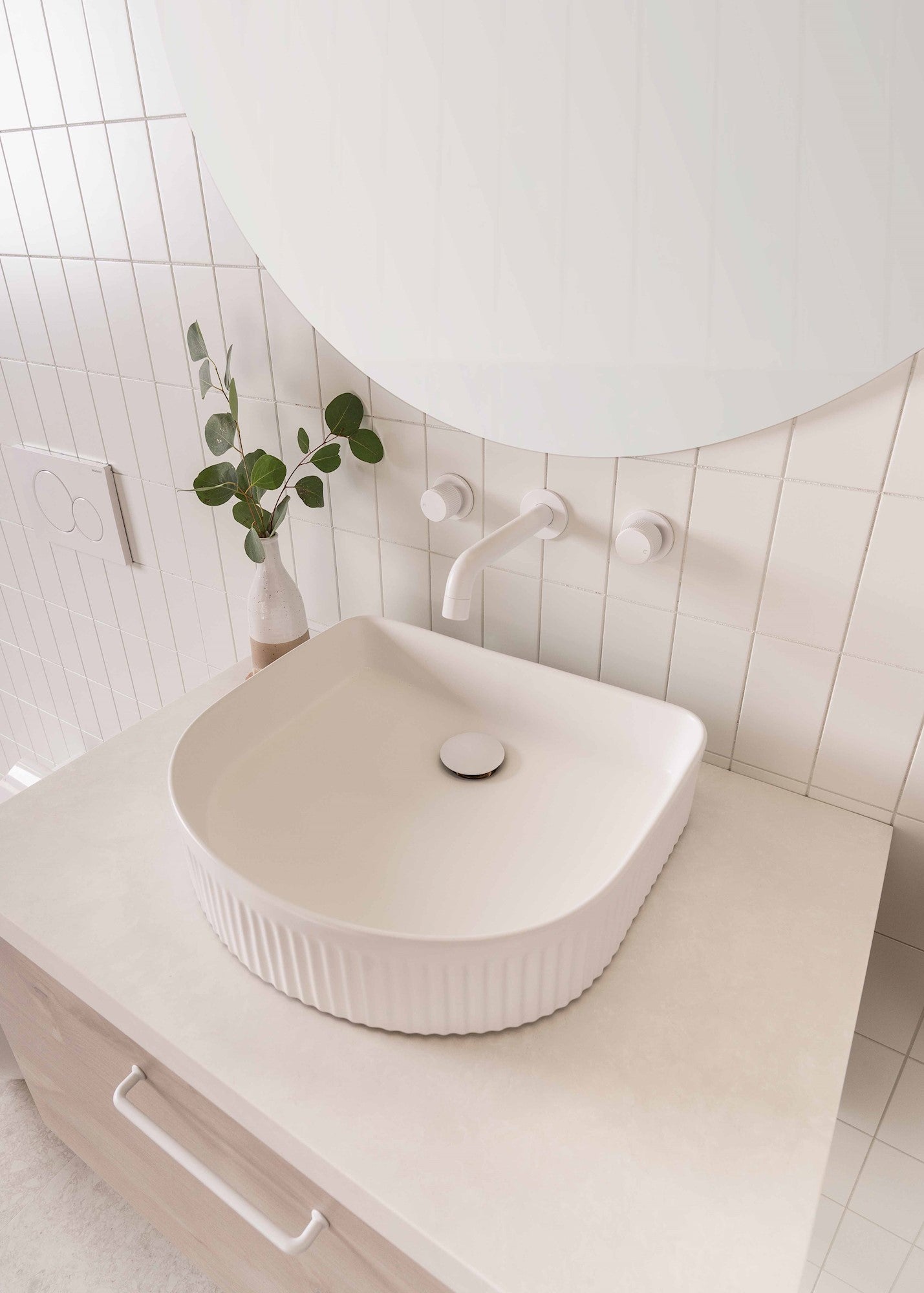 ADP Arch Fluted Gloss White Above Counter Basin