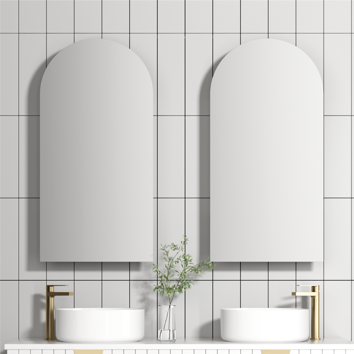 Ovia 900x450mm Arch Shaving Cabinet Matte Black