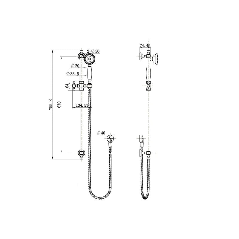 Modern National Bordeaux Traditional Brushed Bronze Gold Hand Shower on Rail Set