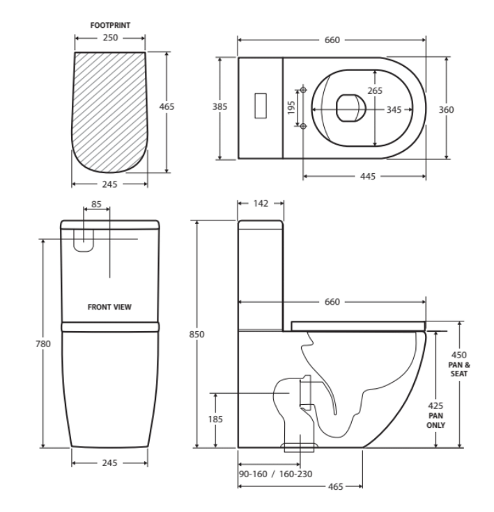 Fienza KOKO Rimless Back-to-Wall Suite S Trap 160-230 Matte White