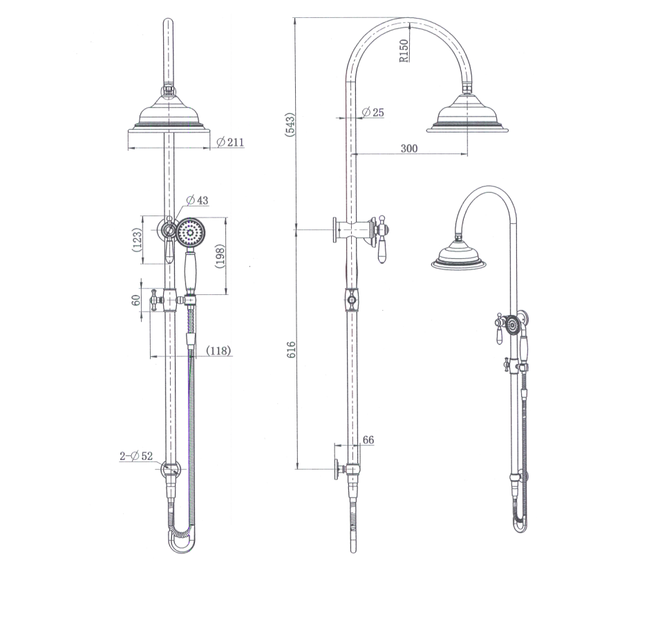 Modern National Bordeaux Twin Shower System Matte Black