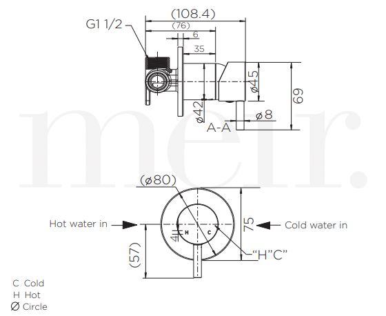 Meir Round Wall Mixer Short Pin Lever Matte Black
