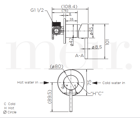 Meir Round Wall Mixer - Matte Black