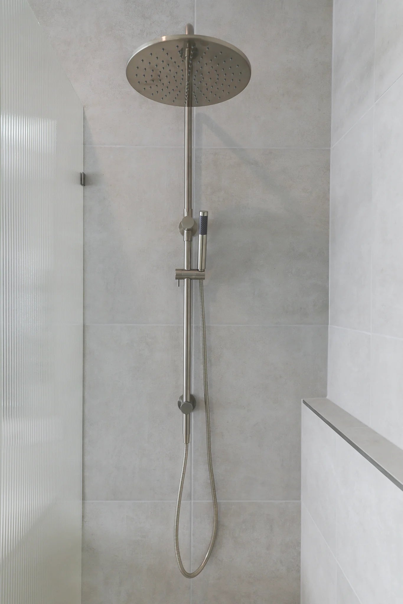 Meir 2 in 1 Twin Round Combination Shower Rail 300mm Rose & Hand Shower - Brushed Nickel
