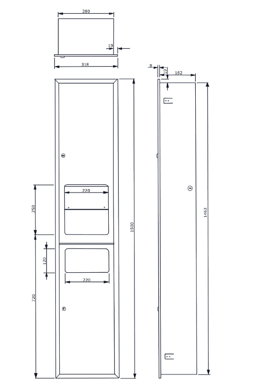 Metlam Paper Towel Dispenser, Hand Dryer & Waste Unit