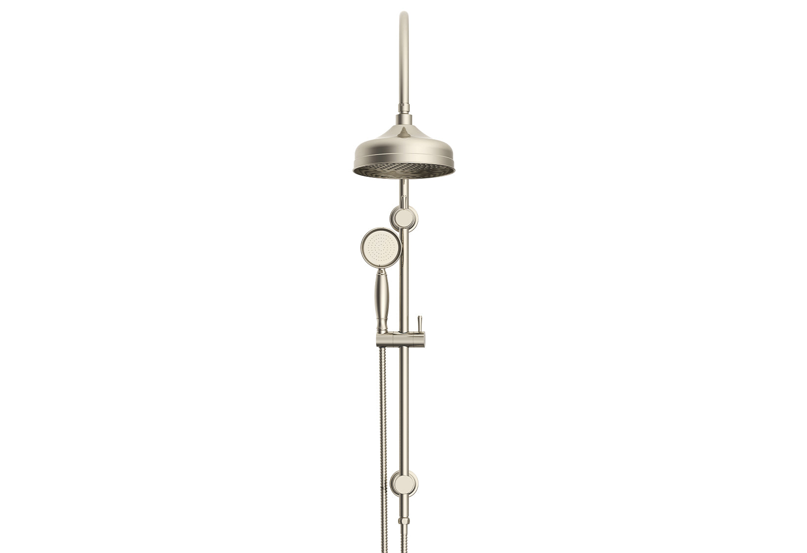 ADP Eternal Gooseneck Twin Shower Set Brushed Nickel