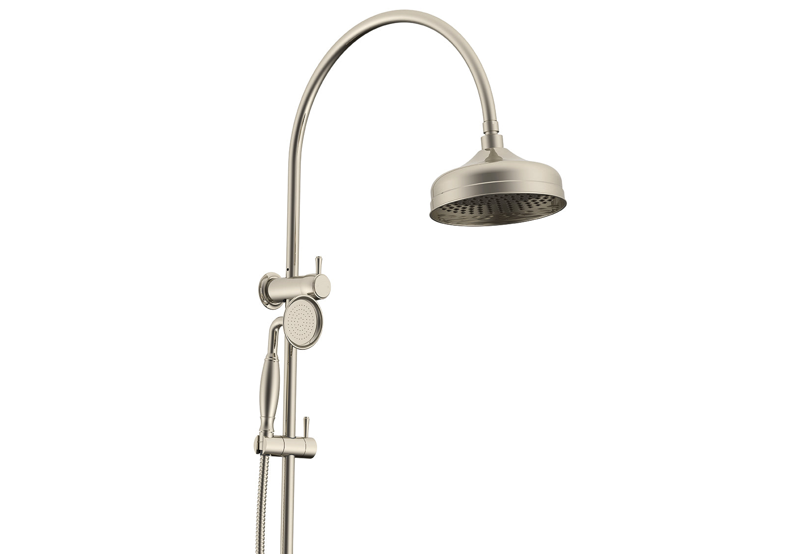 ADP Eternal Gooseneck Twin Shower Set Brushed Nickel