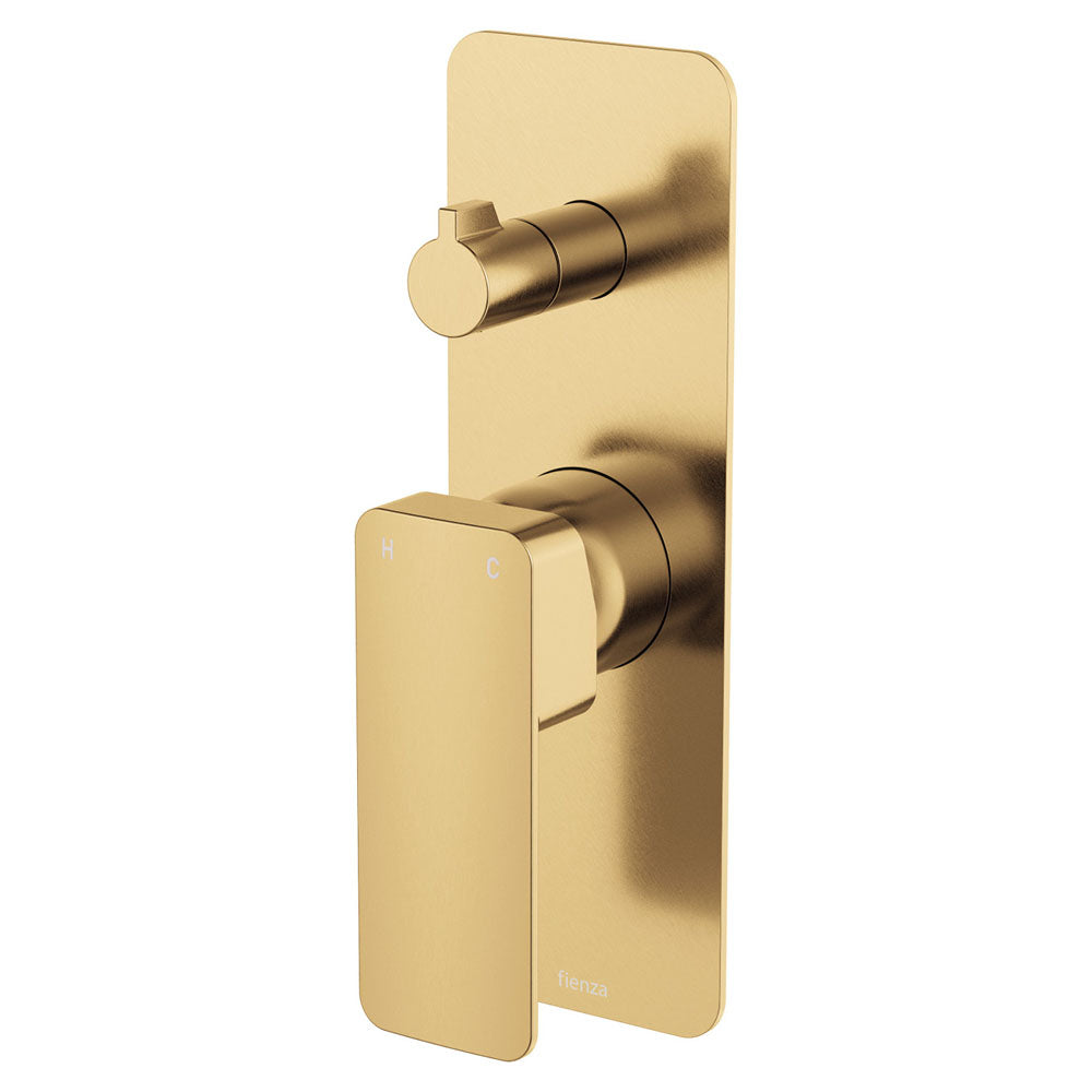Fienza Tono Wall Diverter Mixer, Rectangular Plate, Brushed Gold (Urban Brass)