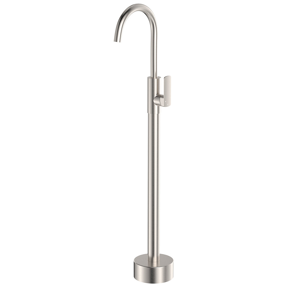 Fienza Tono Floor Mounted Basin/Bath Mixer, Brushed Nickel