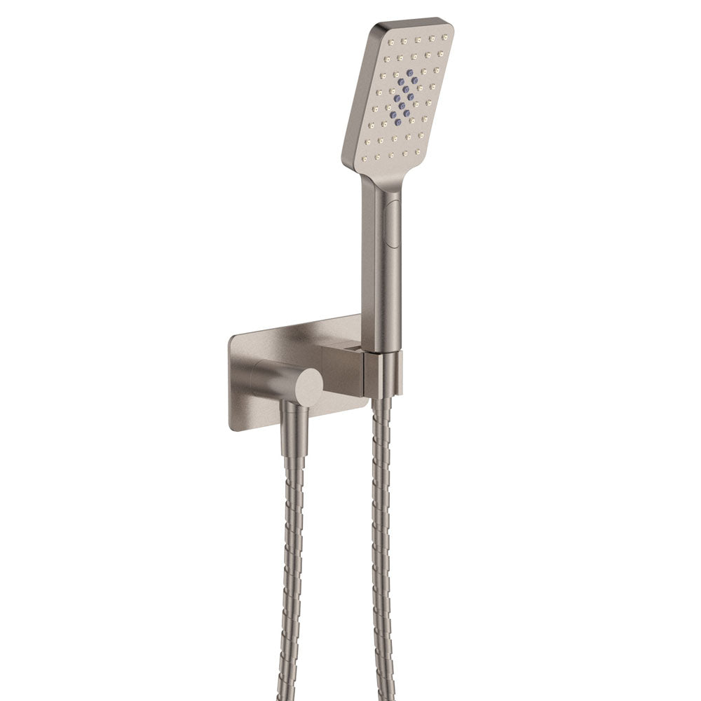 Fienza Tono Hand Shower, Rectangular Plate, Brushed Nickel