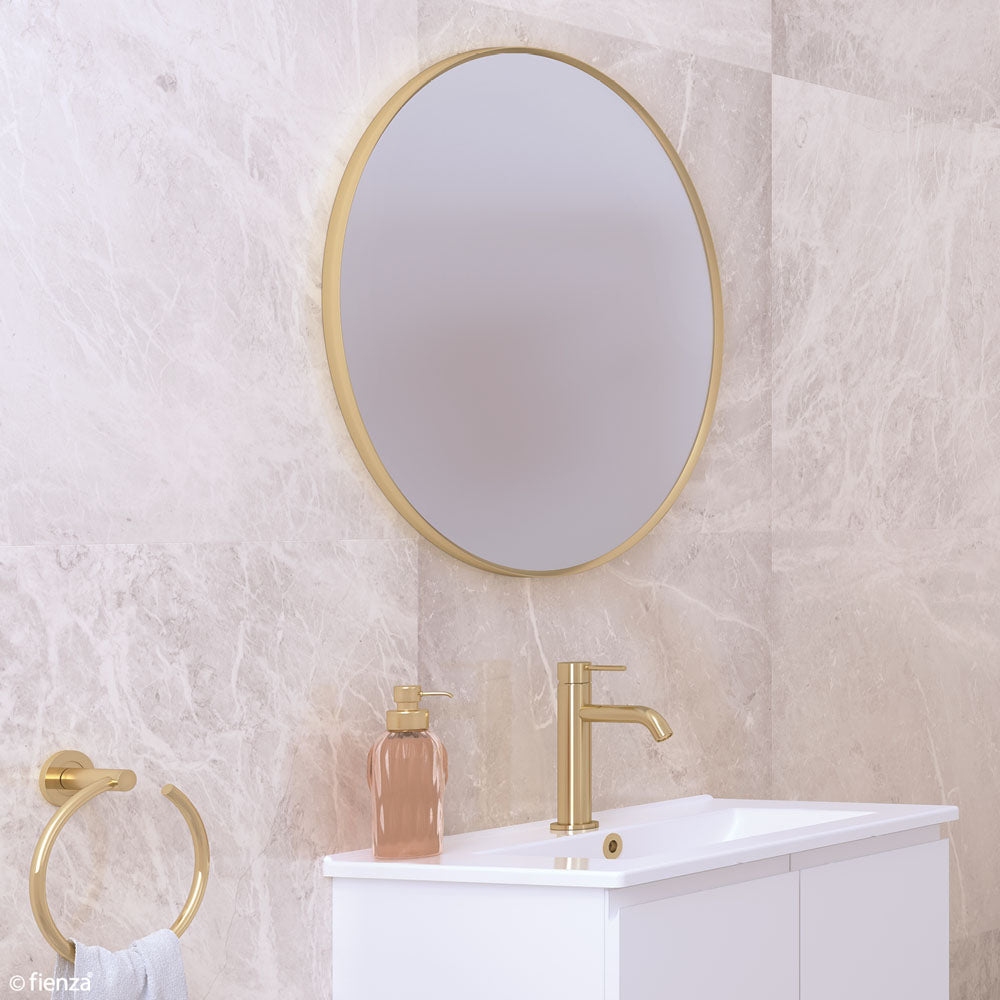 Reba Urban Brass Framed Round Mirror, 600mm, Urban Brass