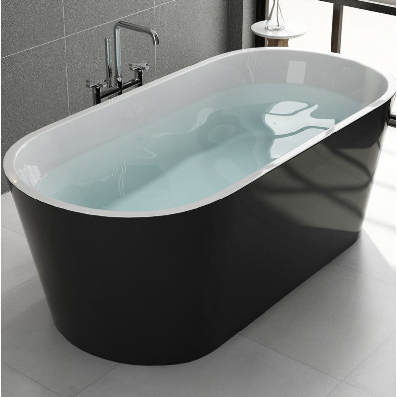1700x830x578mm Ovia Oval Bathtub Freestanding Acrylic Gloss Black & Gloss White Bath tub NO Overflow