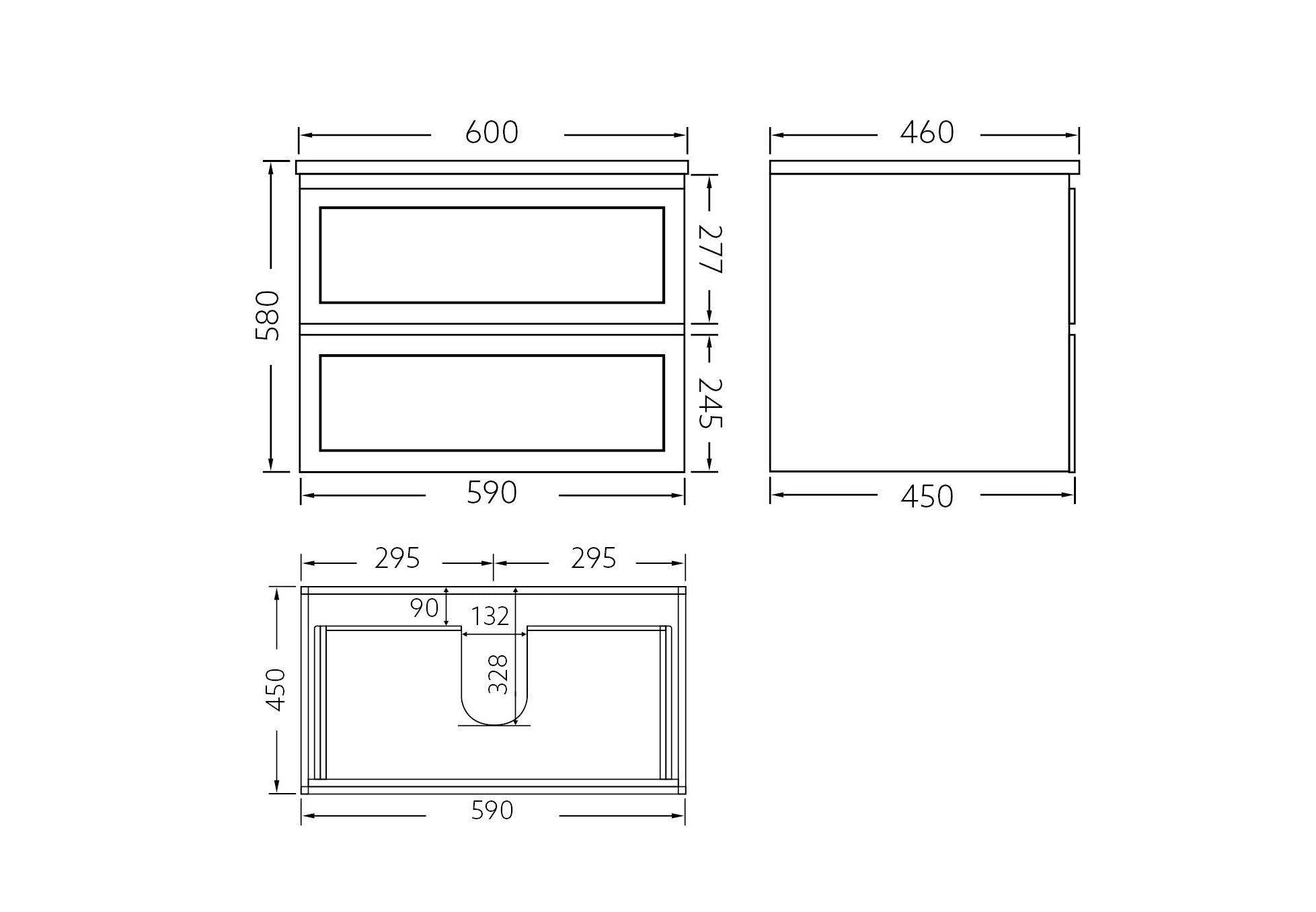 Matte Black Fremantle 600 Wall Hung Vanity