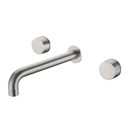 Nero Kara Wall Basin Set 217mm Spout Brushed Nickel