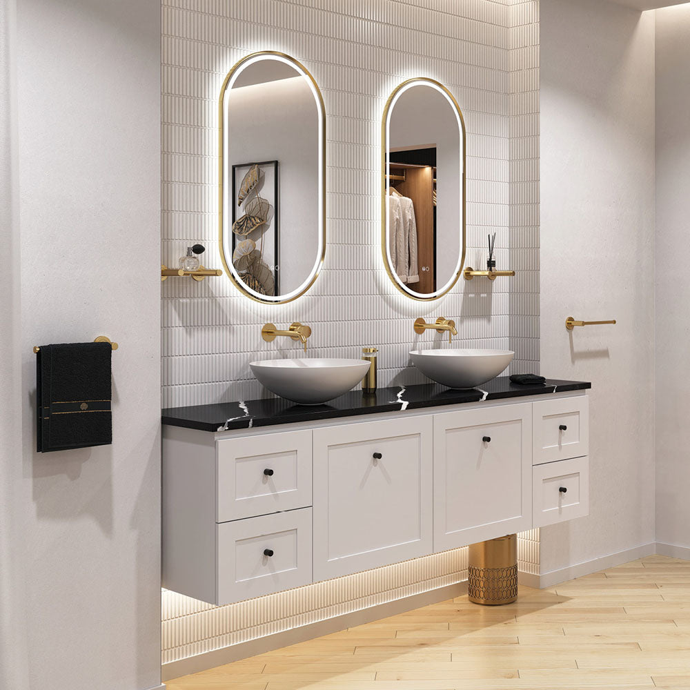 Fienza Empire LED Urban Brass Framed Mirror, 600 x 1200mm