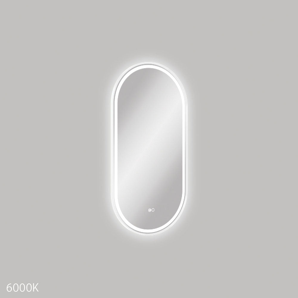 Fienza Empire LED Matte White Framed Mirror, 600 x 1200mm