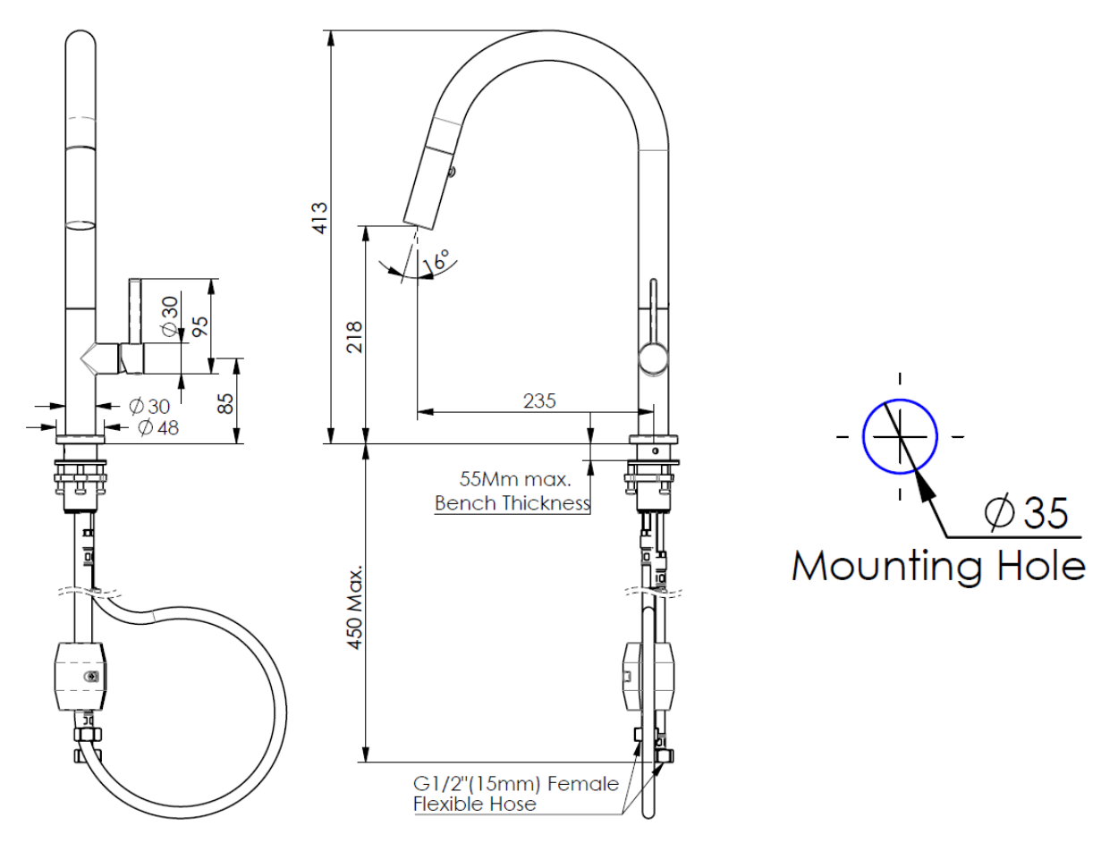 Greens Luxe Pull-Down Sink Mixer Matte Black