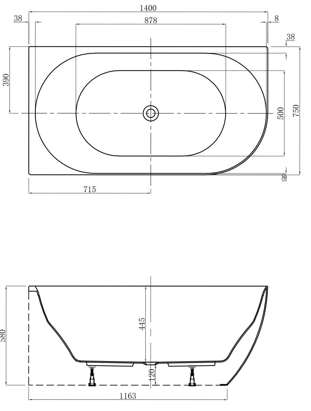 Ovia Vienna 1400mm Left Hand Corner Bath Tub Gloss White