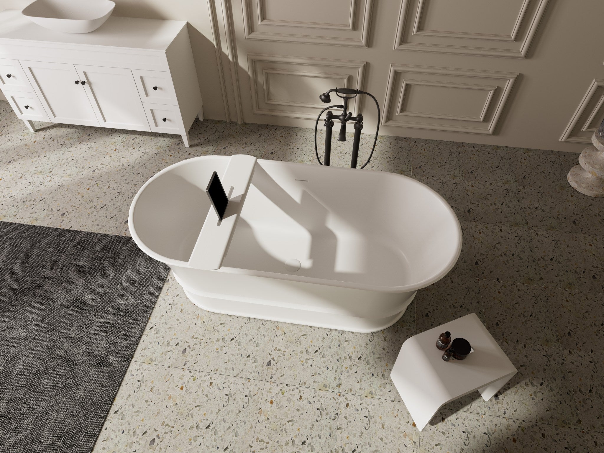 Lukka Harold 1700mm Freestanding Solid Surface Bath - Matte White - product image