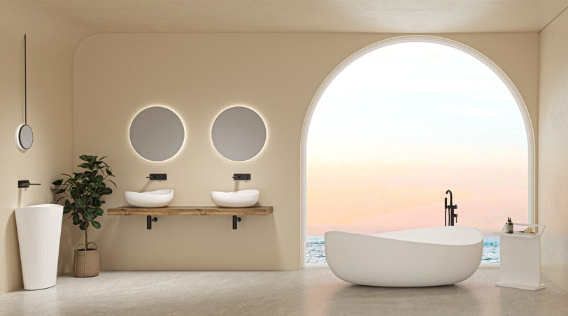 Lukka Waverton 1800mm Freestanding Solid Surface Bath - Matte White - product image