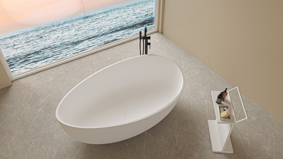 Lukka Waverton 1800mm Freestanding Solid Surface Bath - Matte White - product image