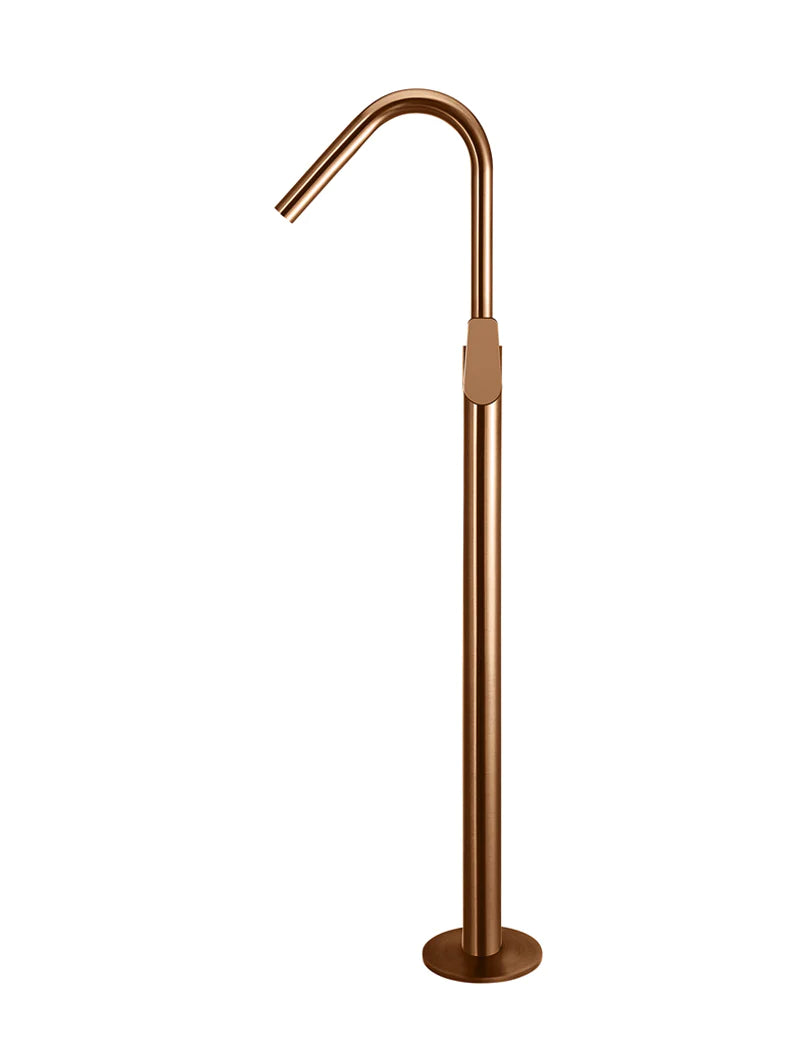 Meir Round Paddle Freestanding Bath Spout and Hand Shower, Lustre Bronze
