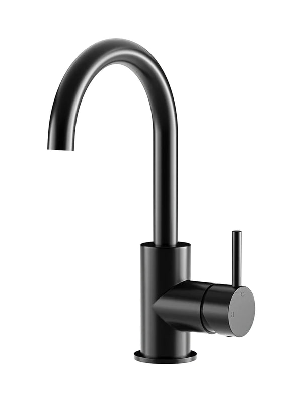Meir Round Gooseneck Basin Mixer with Cold Start Matte Black