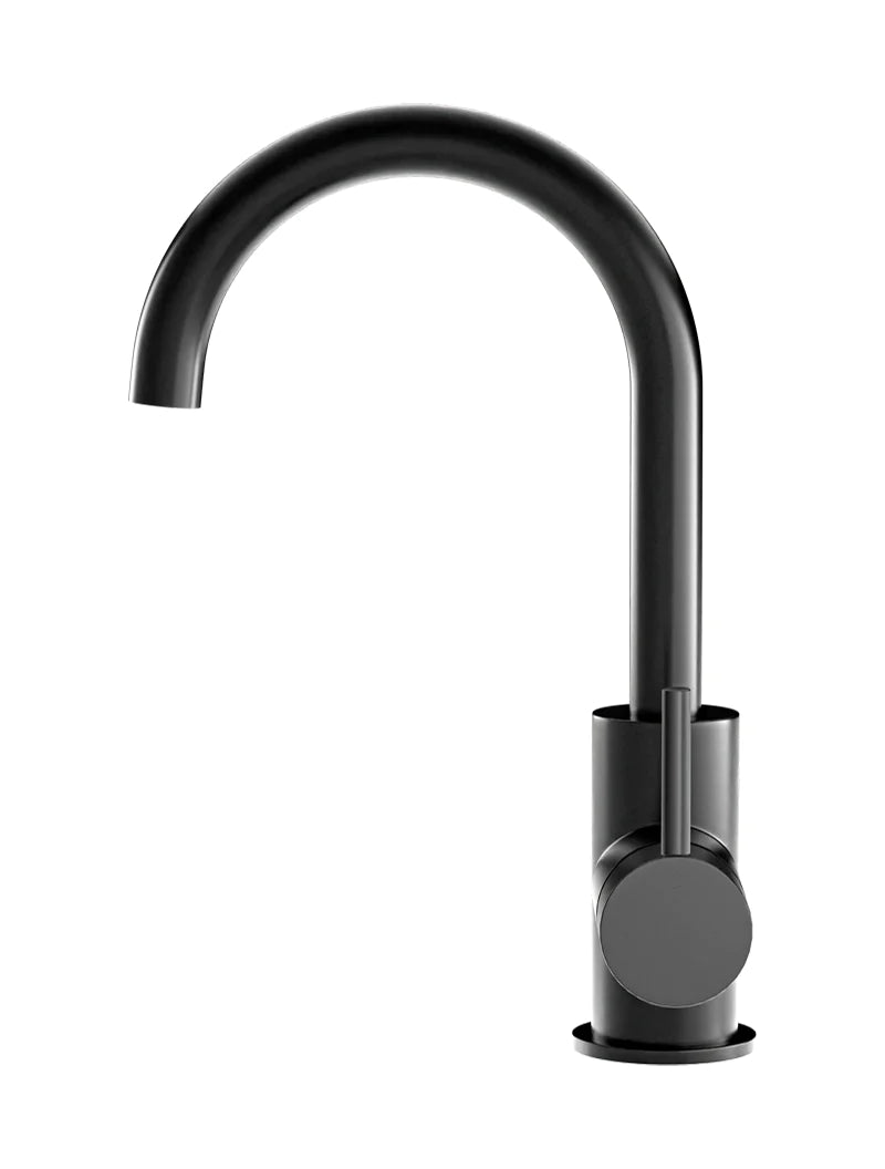 Meir Round Gooseneck Basin Mixer with Cold Start Matte Black