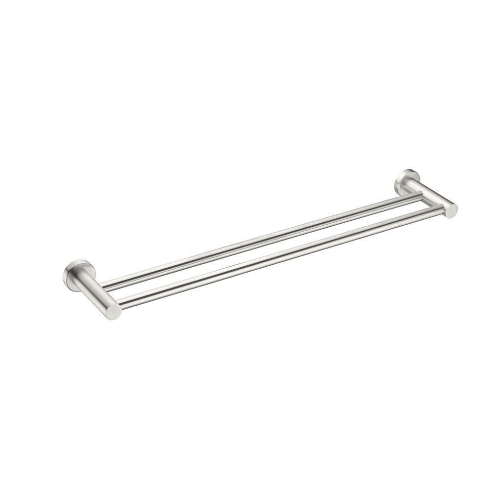 Nero MECCA DOUBLE TOWEL RAIL 800MM Brushed Nickel