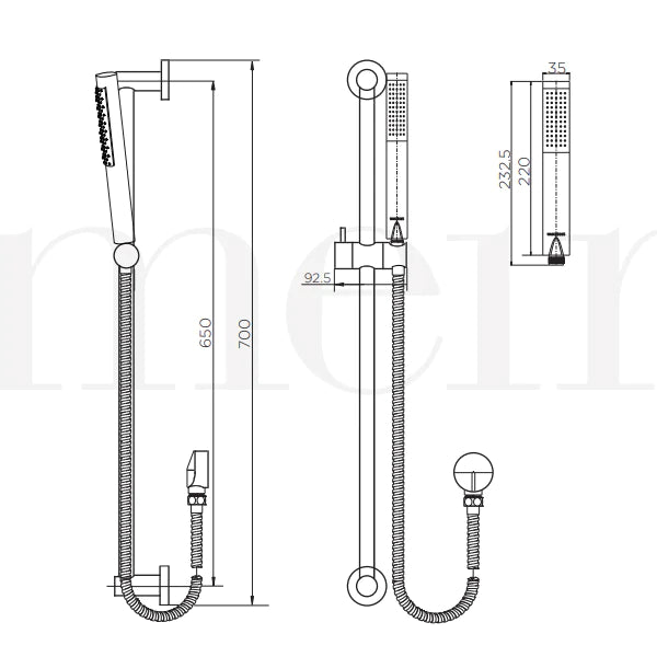 Meir Round Shower on Rail - PVD Brushed Nickel