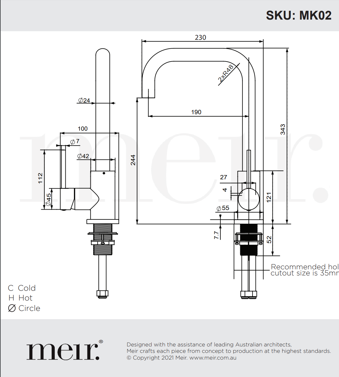 Meir Round Kitchen Mixer Tap Matte Black