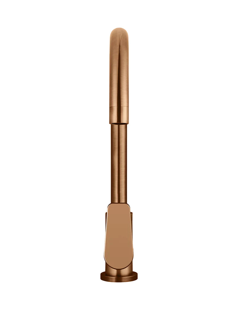 Meir Round Gooseneck Kitchen Mixer Tap with Paddle Handle, Lustre Bronze