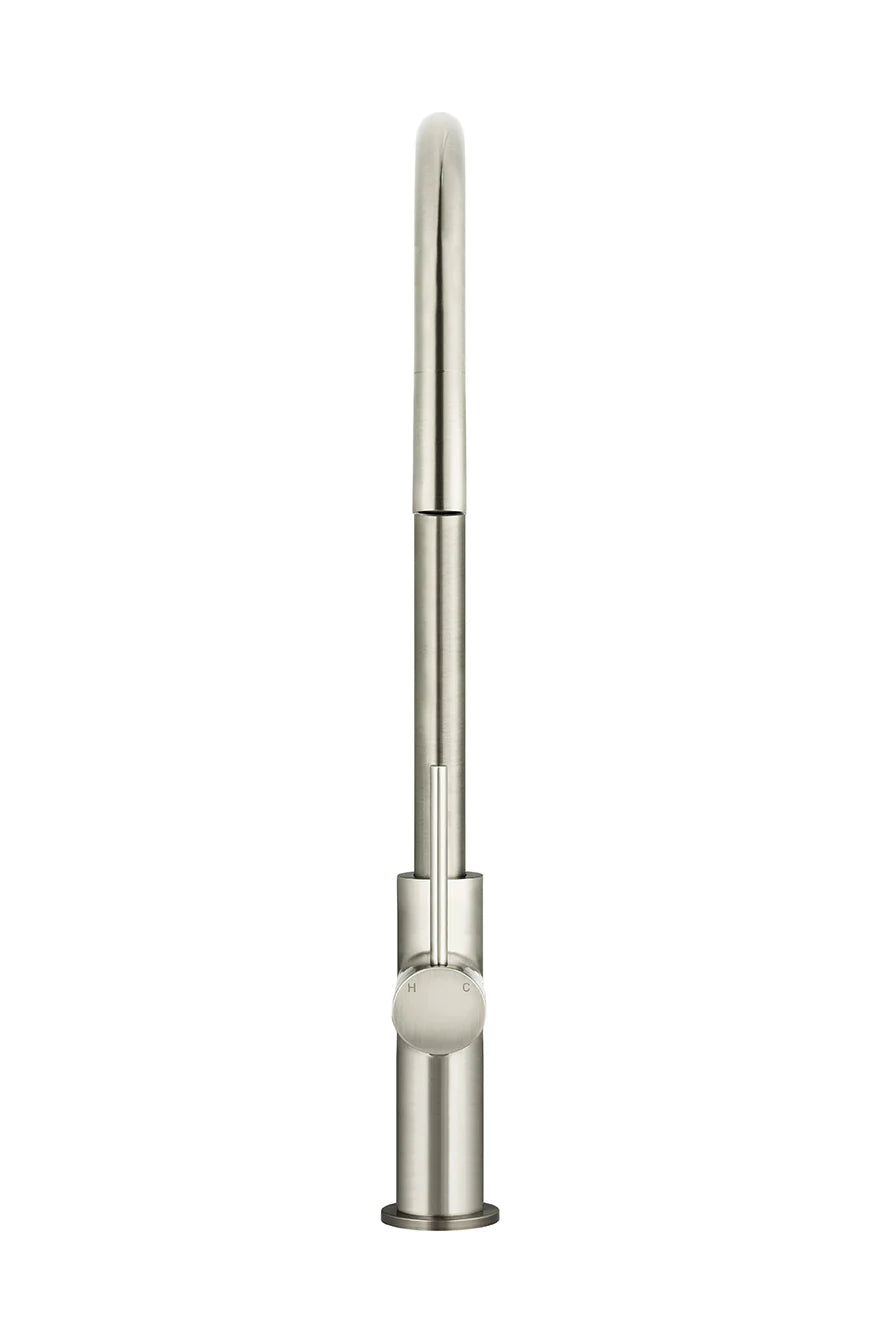 Meir Round Piccola Pull Out Kitchen Mixer Tap PVD Brushed Nickel
