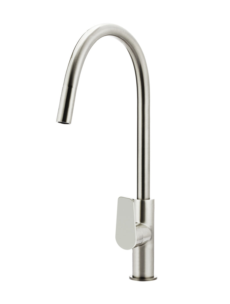 Meir Round Paddle Piccola Pull Out Kitchen Mixer Tap Brushed Nickel