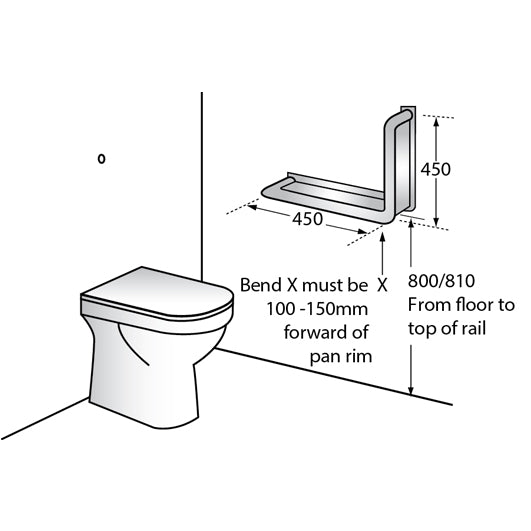 Metlam Anti-ligature 90° Ambulant Hand Grab Rail