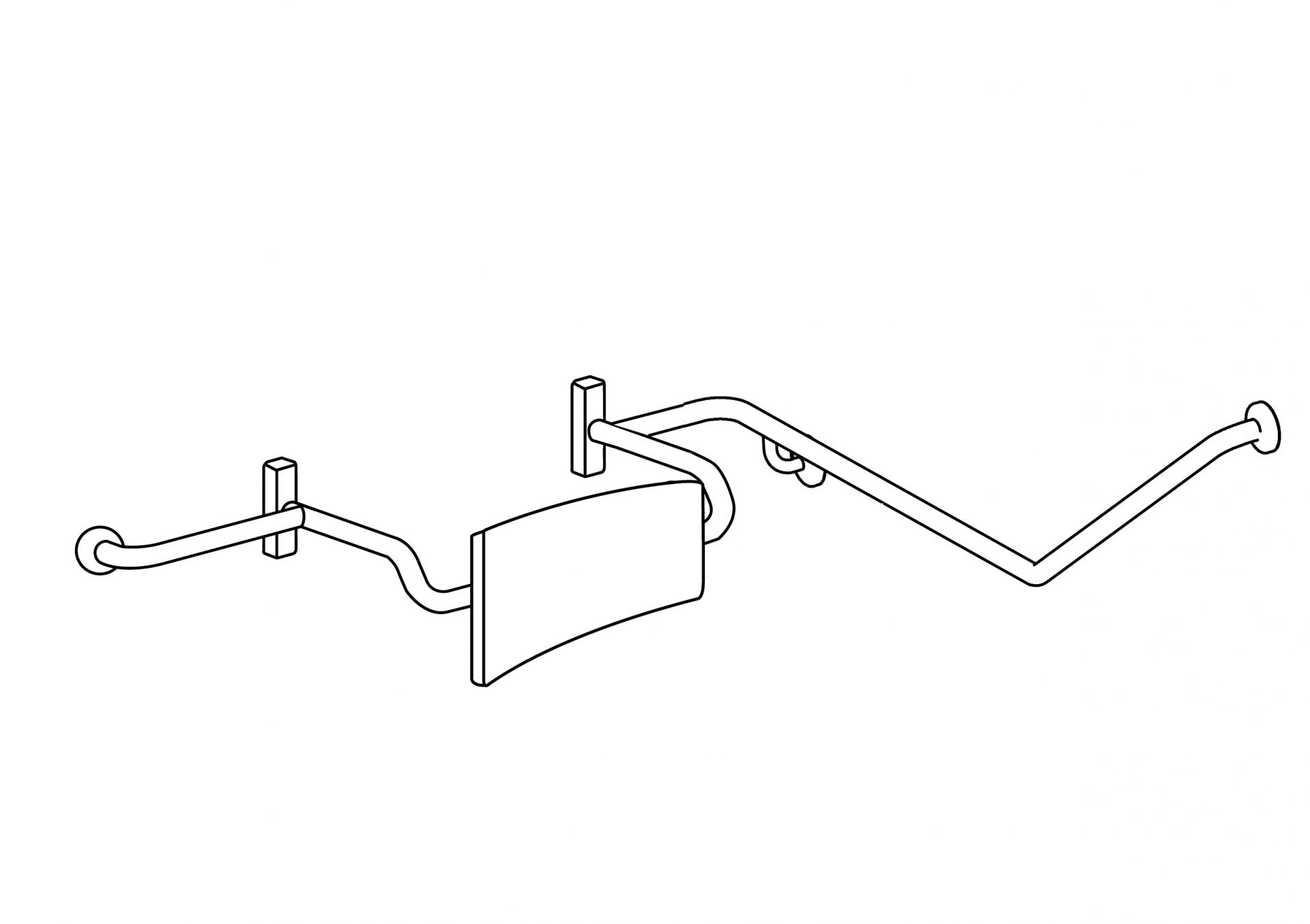Metlam Lh & Rh 40° Grab Rail & Vandal Proof Backrest Set