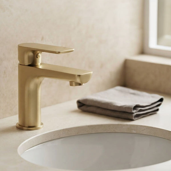 Modern National Bondi Round Basin Mixer Brushed Gold