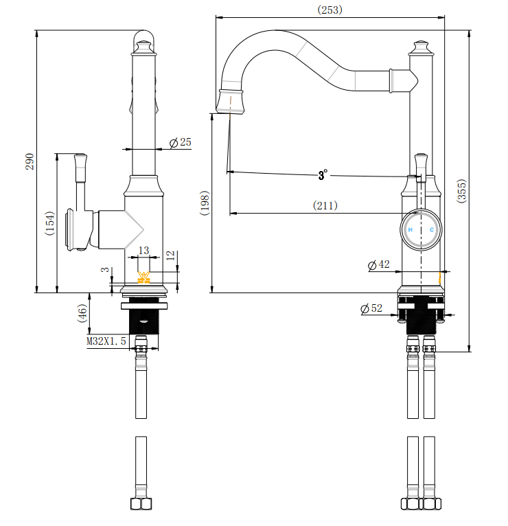 Modern National Montpellier Kitchen Mixer Chrome