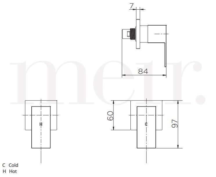 Meir Square Quarter-Turn Wall Top Assemblies Matte Black