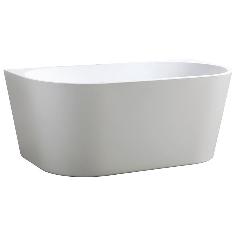 1700x800x580mm Ovia Bathtub Back to Wall Freestanding Acrylic MATT White Bath tub NO OVERFLOW