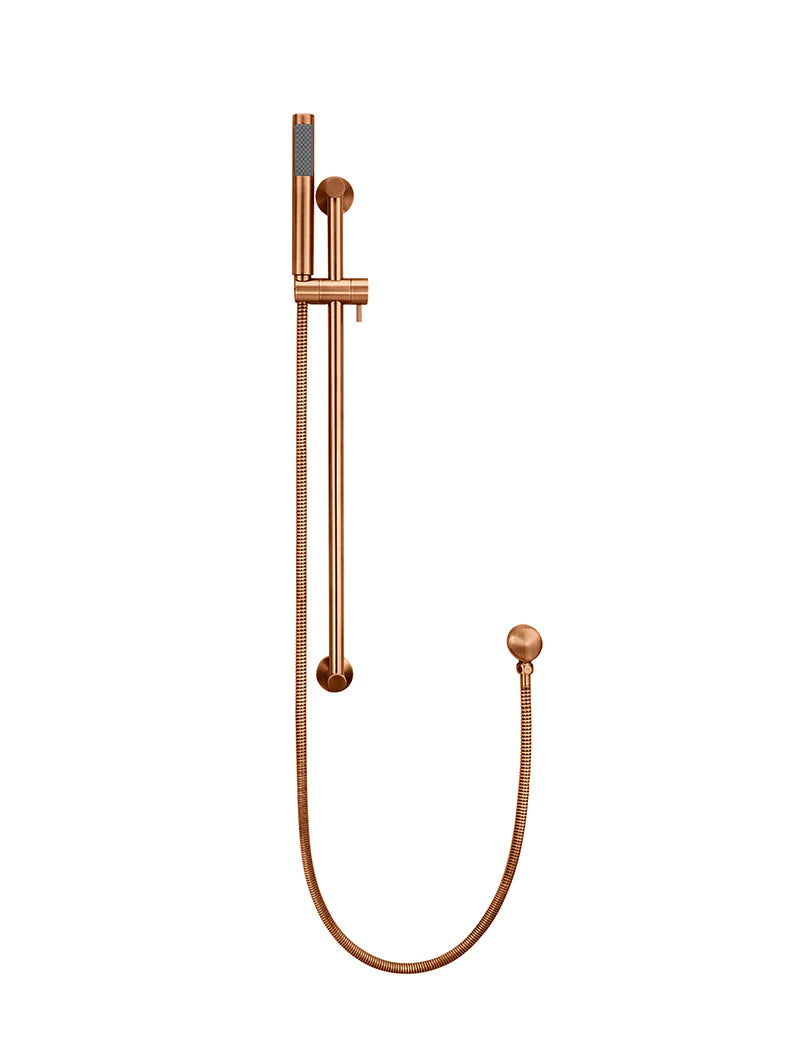 Meir Round Hand Shower on Rail Column, Lustre Bronze