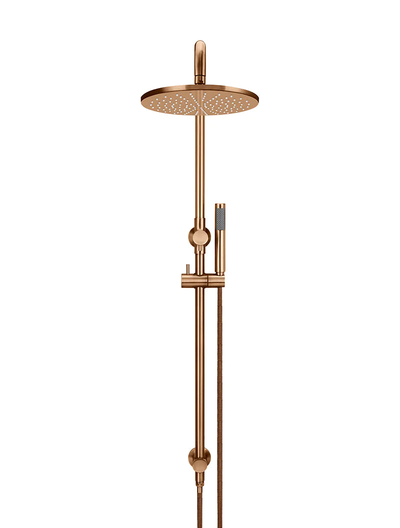 Meir Round Combination Shower Rail with 300mm Rose, Single-Function Hand Shower, Lustre Bronze